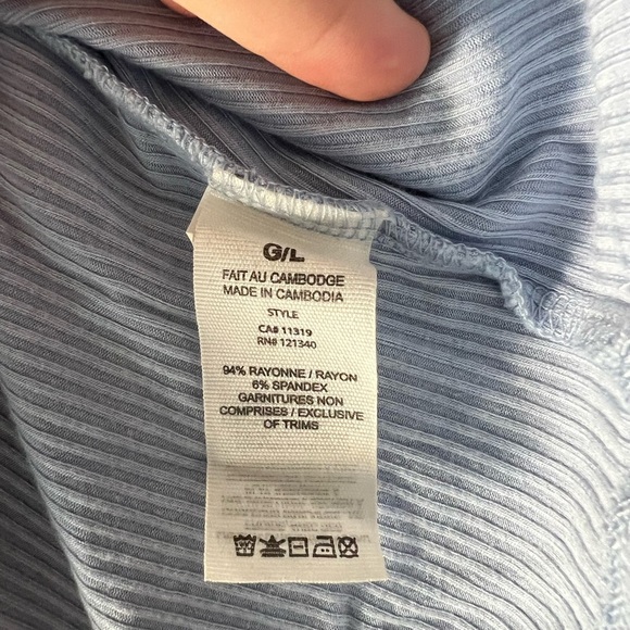 Garage Ribbed Crop Tee size M/ L | Blue Fitted T-Shirt crop top y2k shirt top - Picture 3 of 6